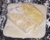 Puff pastry butter inscribed in dough